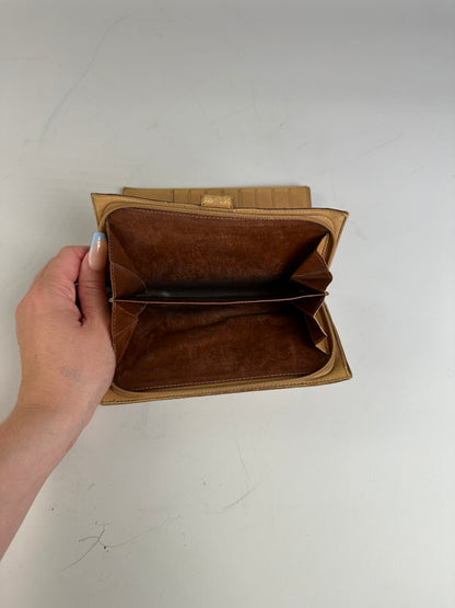 Vintage Bottega Veneta Intrecciato Woven Leather Wallet Gold
