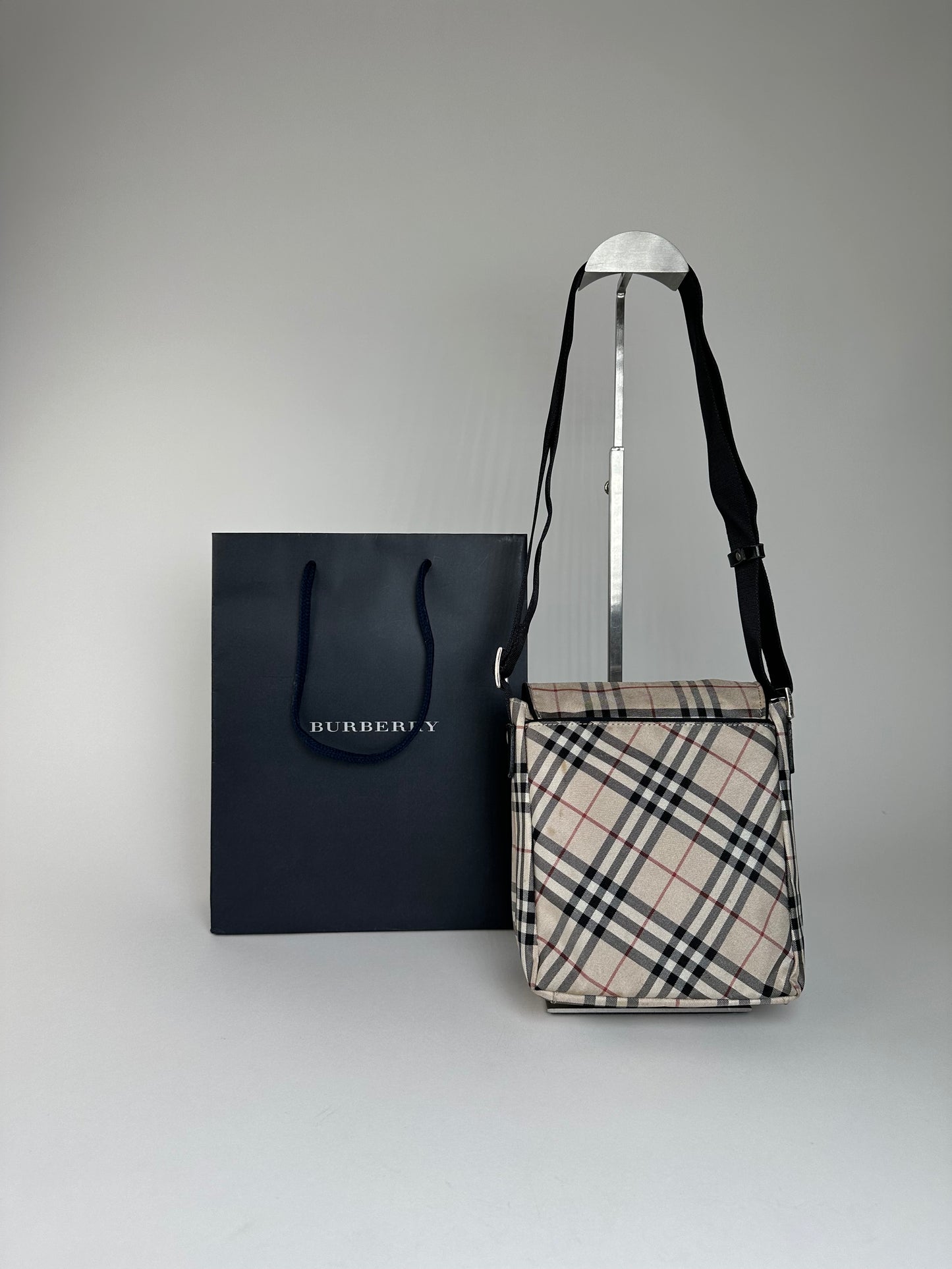 Vintage Burberry Nova Check Crossbody Bag Beige