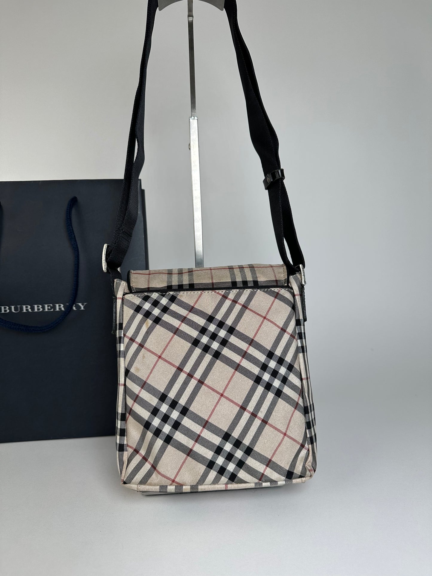Vintage Burberry Nova Check Crossbody Bag Beige