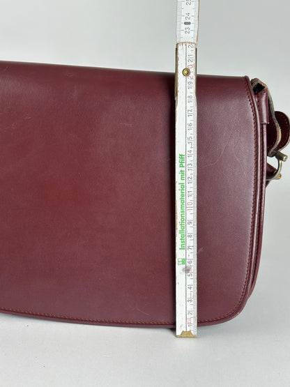 Vintage Cartier leather shoulder bag burgundy