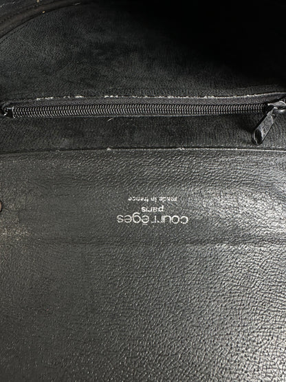 Vintage Courreges Textured Leather Shoulder Bag Black Tan