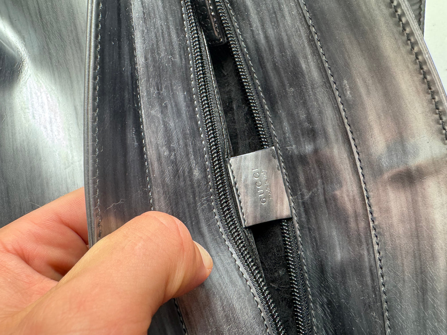 Vintage Gucci Patent Leather Bag black silver