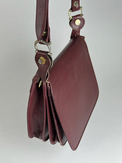 Vintage Cartier leather shoulder bag burgundy