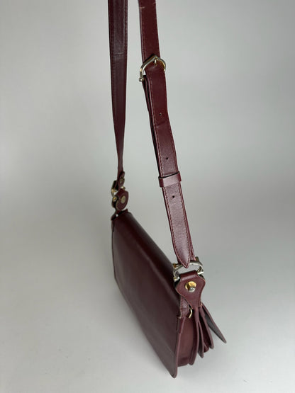Vintage Cartier leather shoulder bag burgundy