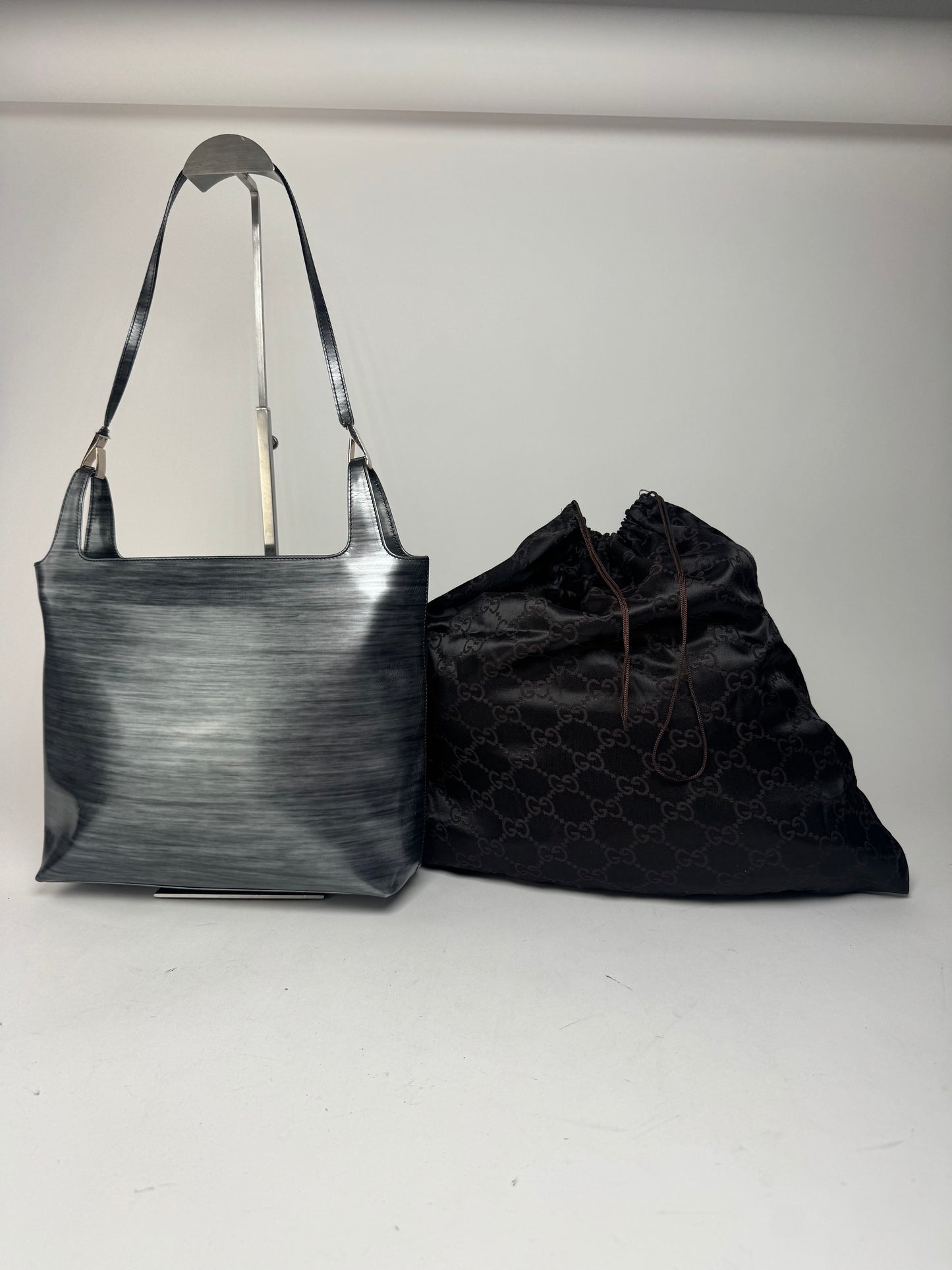 Vintage Gucci Patent Leather Bag black silver