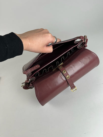 Vintage Cartier leather shoulder bag burgundy