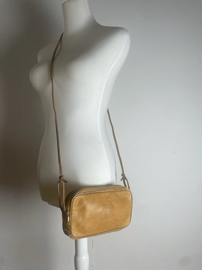 Vintage Loewe Madrid Anagram Leather Shoulder Bag Yellow