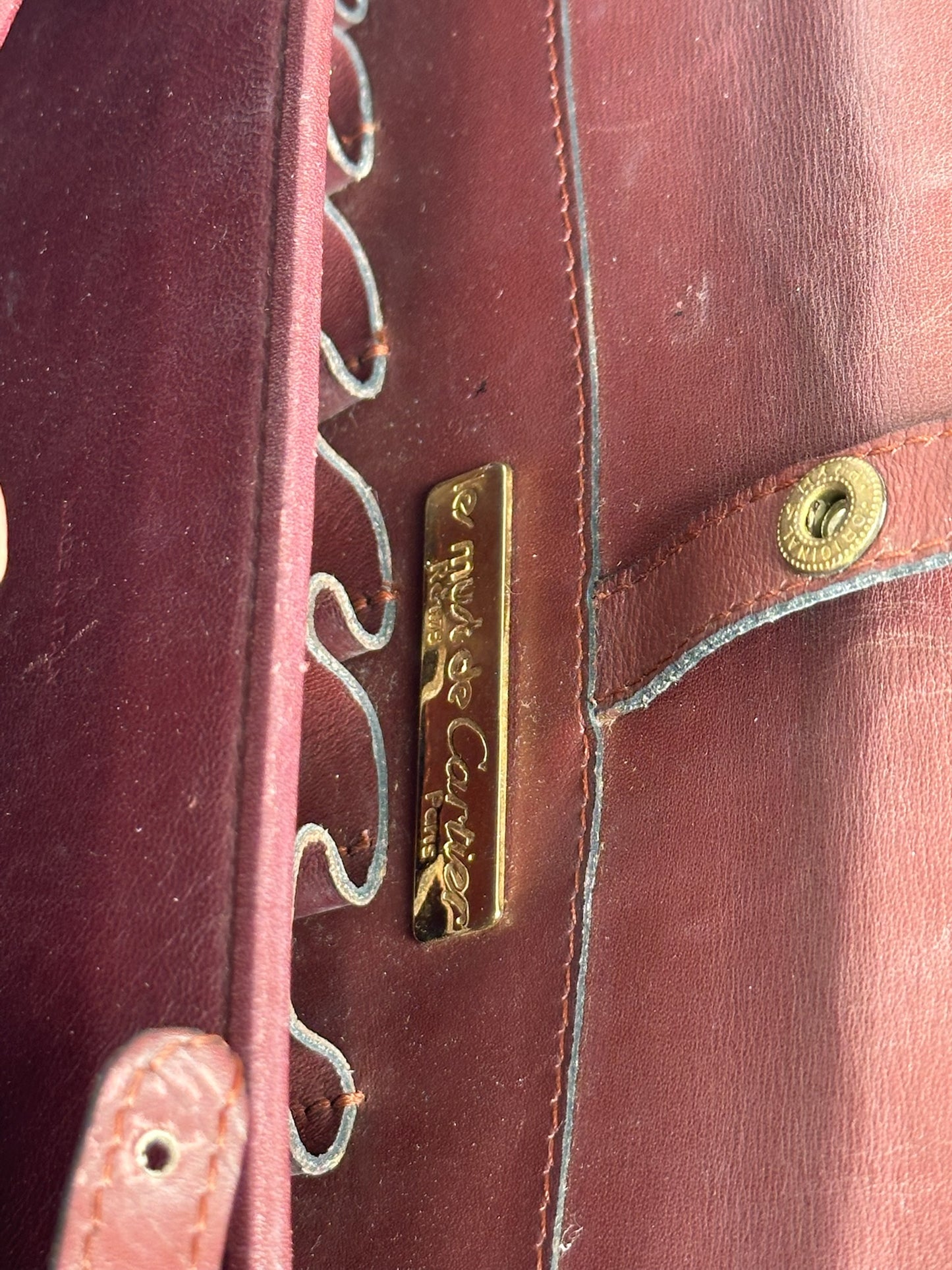 Vintage Cartier leather shoulder bag burgundy