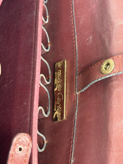 Vintage Cartier leather shoulder bag burgundy