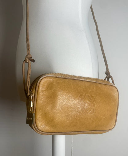 Vintage Loewe Madrid Anagram Leather Shoulder Bag Yellow