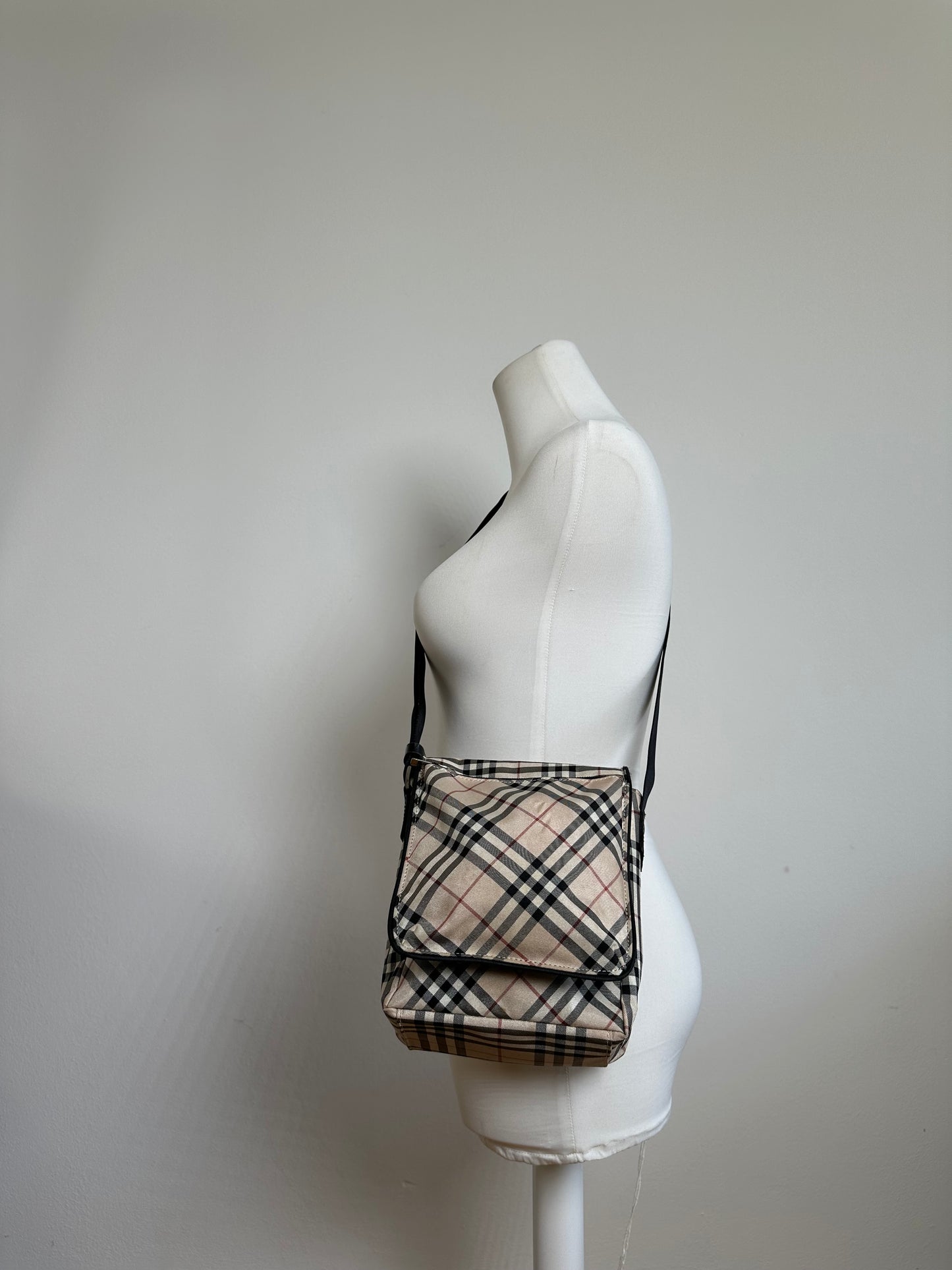 Vintage Burberry Nova Check Crossbody Bag Beige