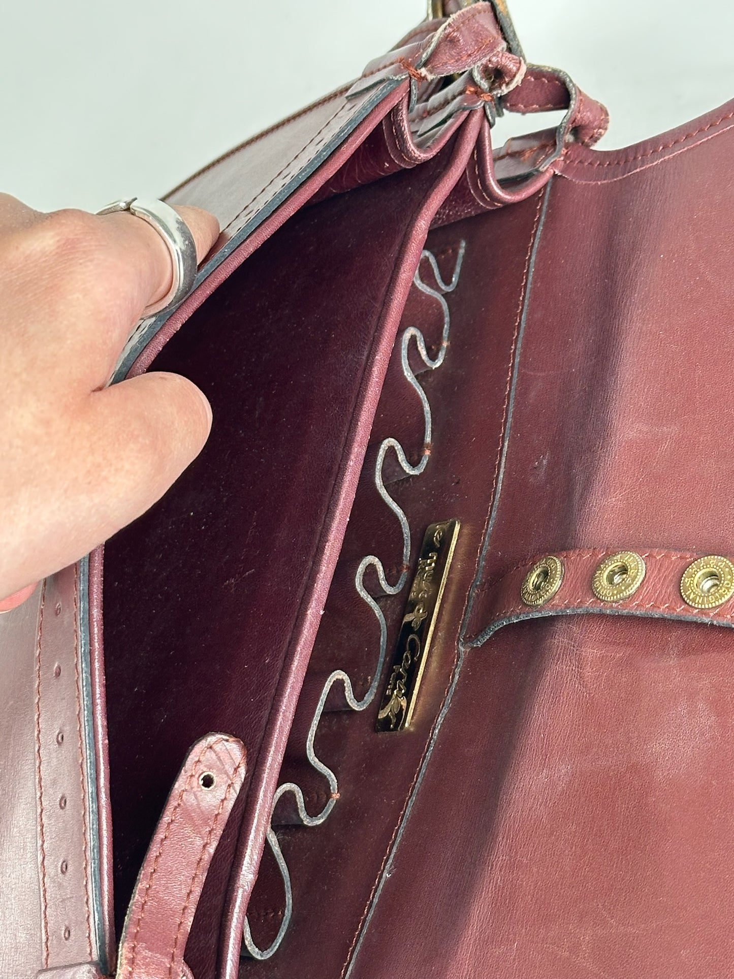 Vintage Cartier leather shoulder bag burgundy