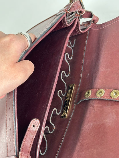 Vintage Cartier leather shoulder bag burgundy