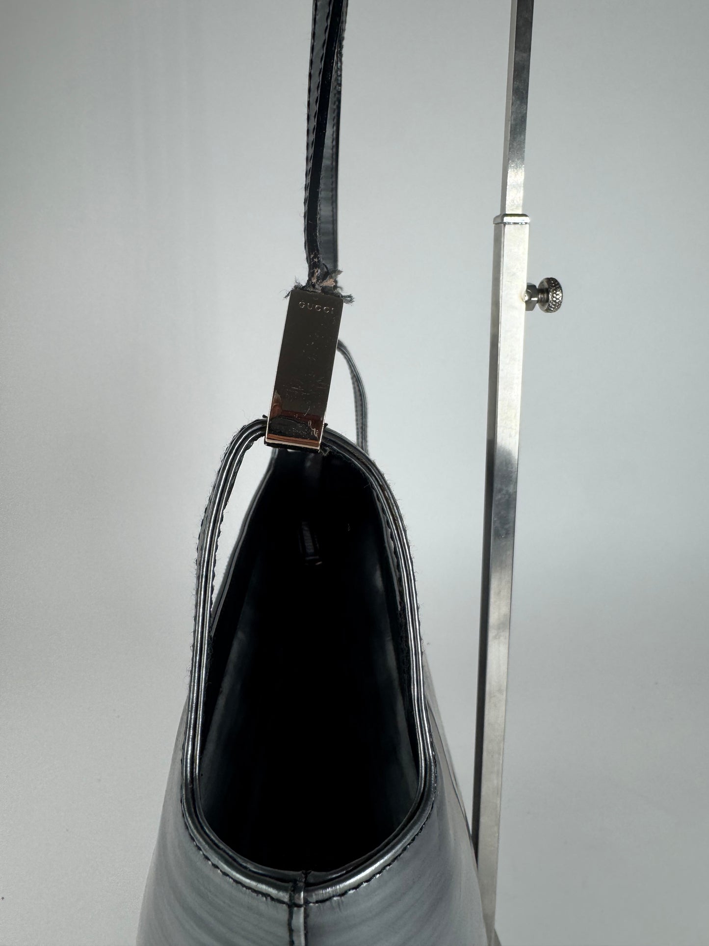 Vintage Gucci Patent Leather Bag black silver