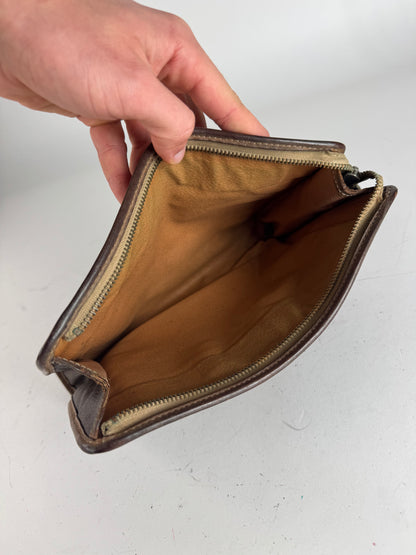Vintage Celine Monogram Leather Clutch Brown