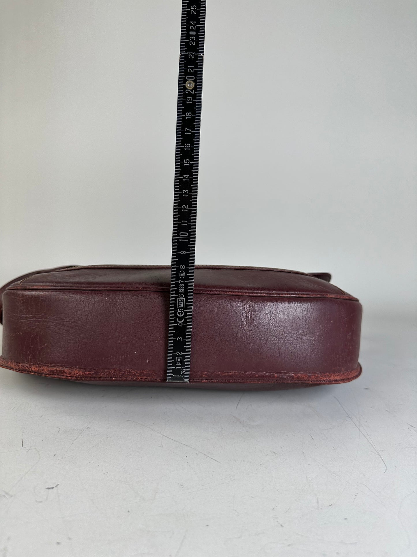 Vintage Cartier Leather Shoulder Bag Burgundy Gold