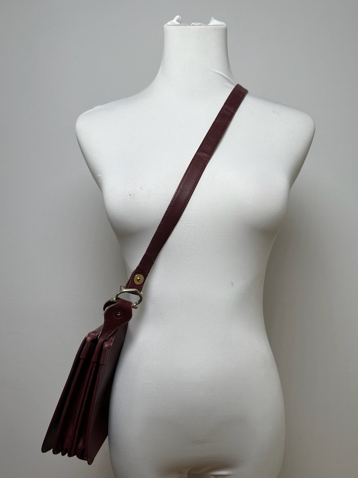 Vintage Cartier leather shoulder bag burgundy