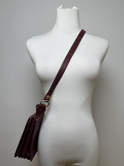 Vintage Cartier leather shoulder bag burgundy