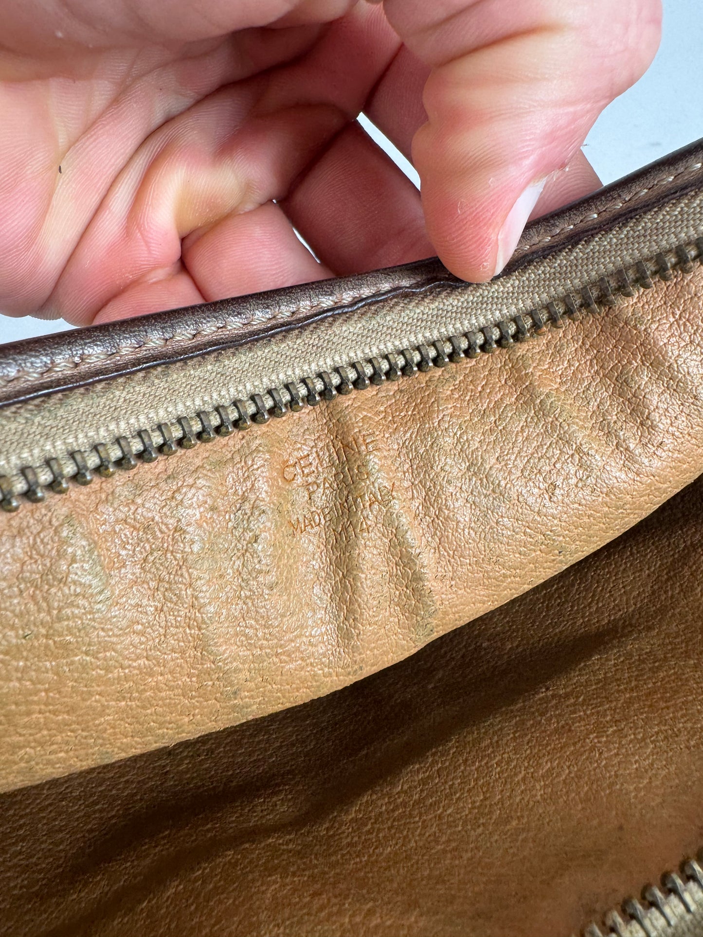 Vintage Celine Monogram Leather Clutch Brown