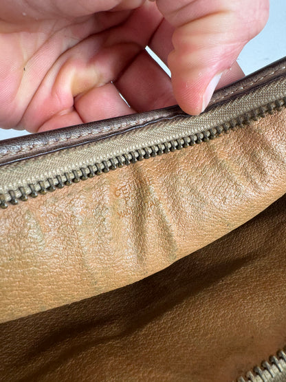 Vintage Celine Monogram Leather Clutch Brown