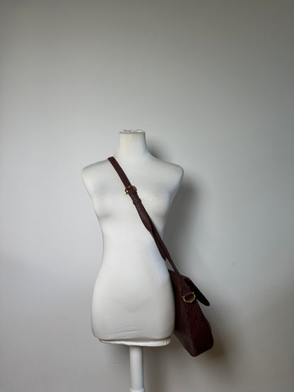 Vintage Cartier Leather Shoulder Bag Burgundy Gold