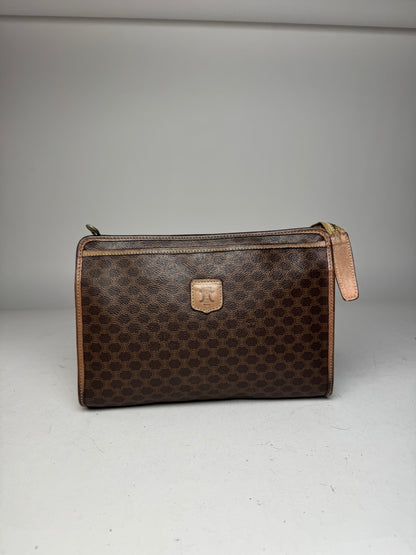 Vintage Celine Monogram Leather Clutch Brown