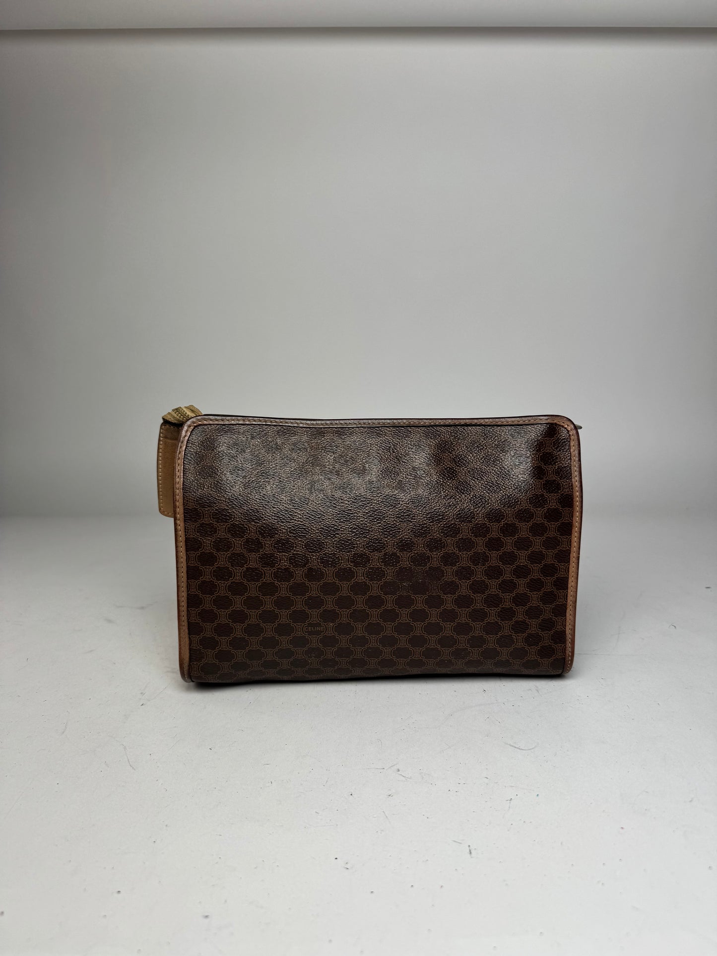 Vintage Celine Monogram Leather Clutch Brown