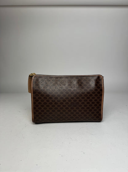 Vintage Celine Monogram Leather Clutch Brown