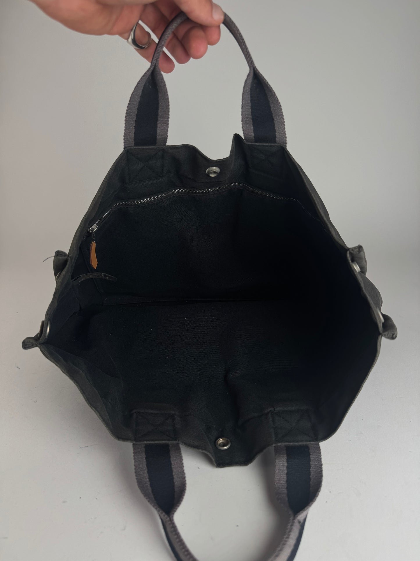 Vintage Hermes Canvas Tote Bag black Grey