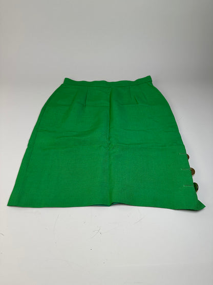 Vintage Dior Linen Blend Skirt Green Gold Buttons