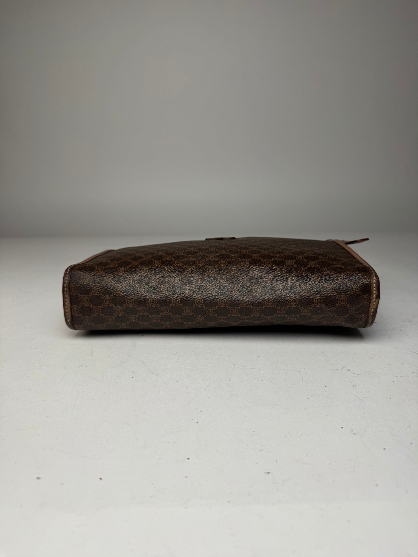 Vintage Celine Monogram Leather Clutch Brown