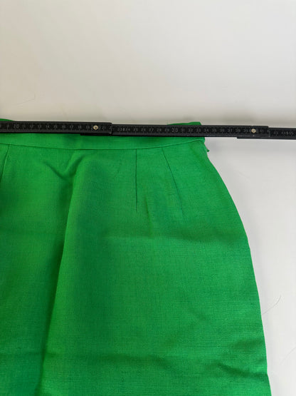Vintage Dior Linen Blend Skirt Green Gold Buttons