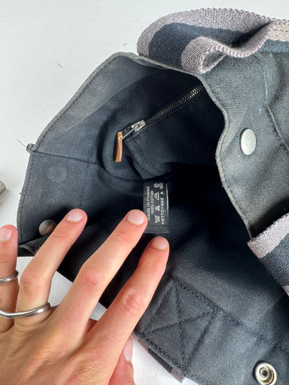 Vintage Hermes Canvas Tote Bag black Grey