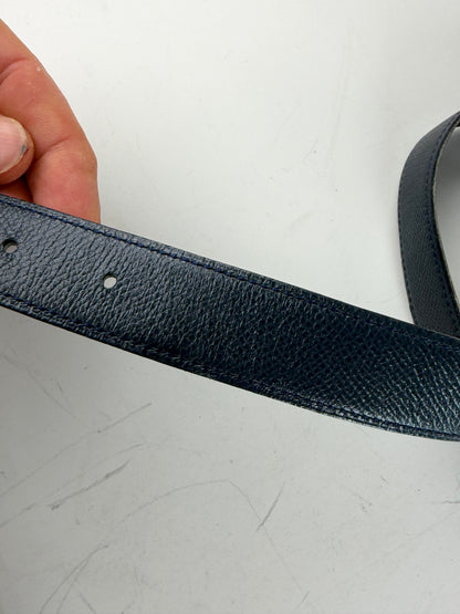 Vintage Hermes Leather Belt Strap Navy Gold