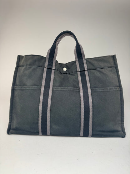 Vintage Hermes Canvas Tote Bag black Grey