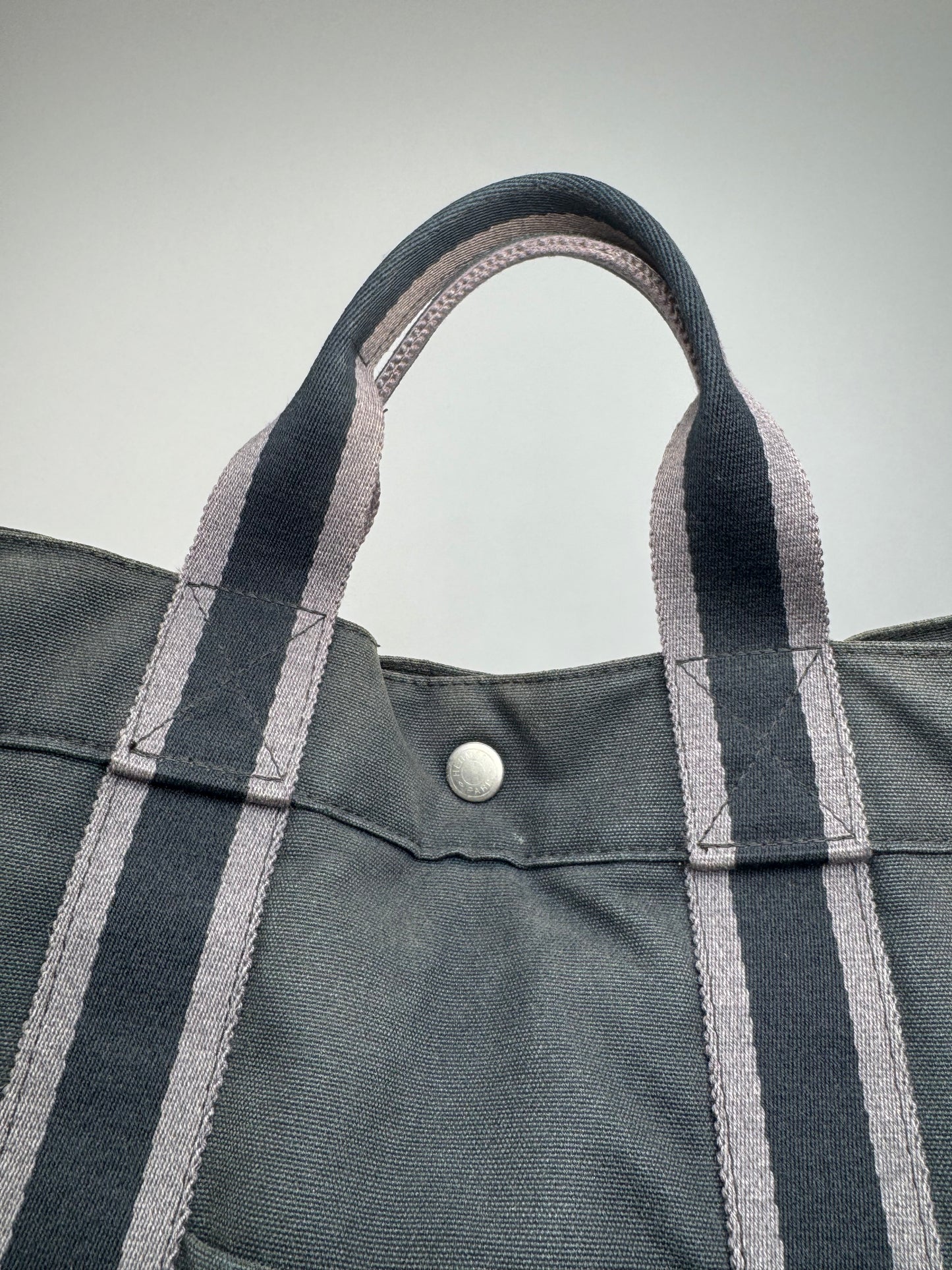 Vintage Hermes Canvas Tote Bag black Grey