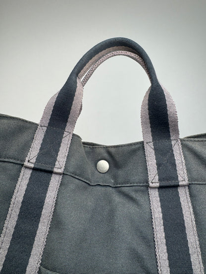 Vintage Hermes Canvas Tote Bag black Grey