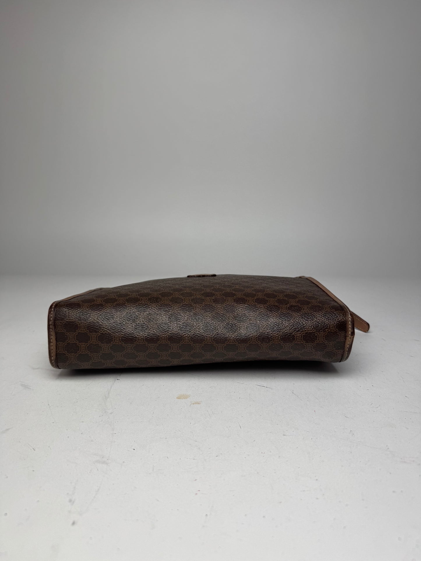 Vintage Celine Monogram Leather Clutch Brown