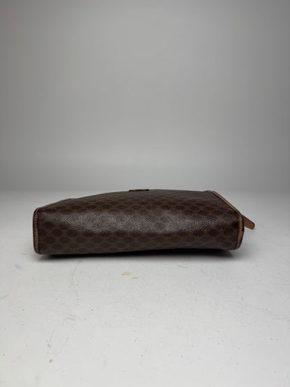 Vintage Celine Monogram Leather Clutch Brown