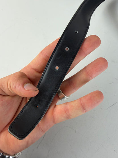 Vintage Hermes Leather Belt Strap Navy Gold