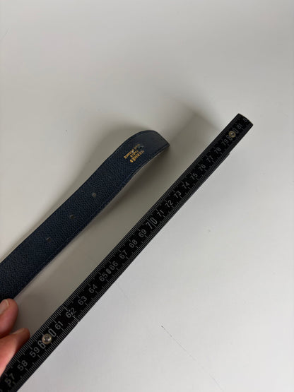 Vintage Hermes Leather Belt Strap Navy Gold