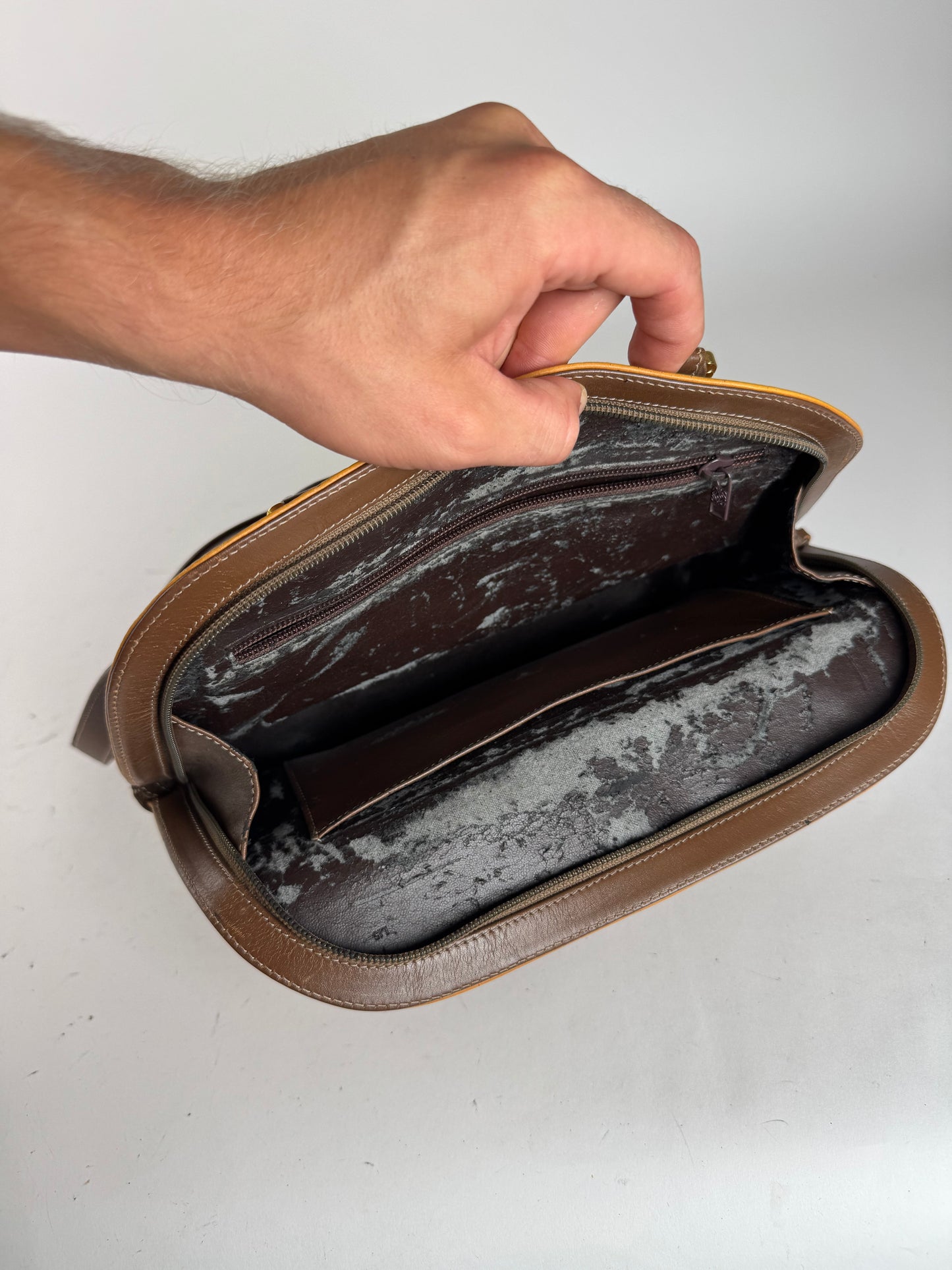 Sac vintage en cuir Loewe 2 voies orange marron