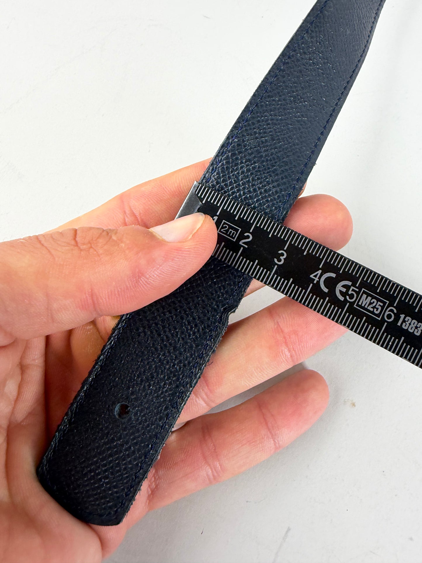 Vintage Hermes Leather Belt Strap Navy Gold