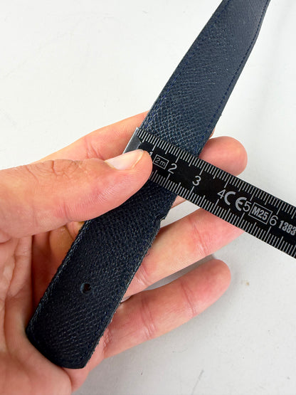 Vintage Hermes Leather Belt Strap Navy Gold