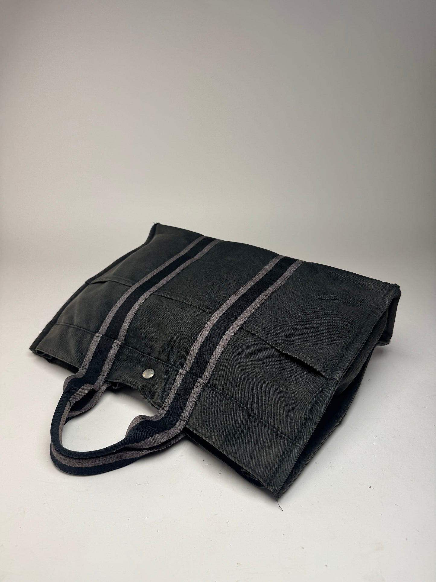 Vintage Hermes Canvas Tote Bag black Grey