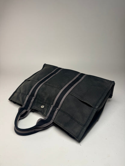 Vintage Hermes Canvas Tote Bag black Grey