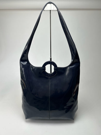 Vintage Celine Paris Patent Leather Ring bag navy