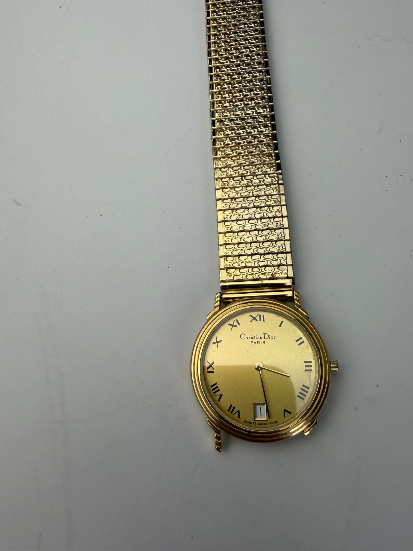 Vintage Dior Gold Mesh Bracelet Watch Gold-Tone
