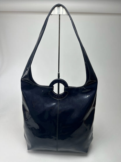 Vintage Celine Paris Patent Leather Ring bag navy
