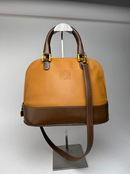 Sac vintage en cuir Loewe 2 voies orange marron
